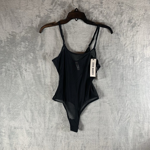 Steve Madden Tops - Steve Madden Women's Bodysuit Lingerie M Black Sheer Mesh Thong Sexy Witchy NWT